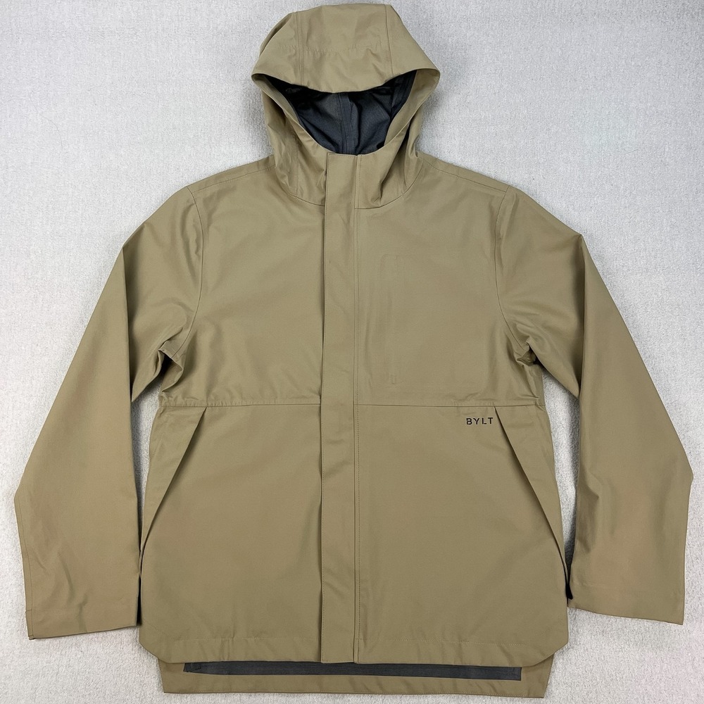 Bylt Premium Basics Shelter Jacket Mens M Beige Sand Full Zip Windbreaker Shell